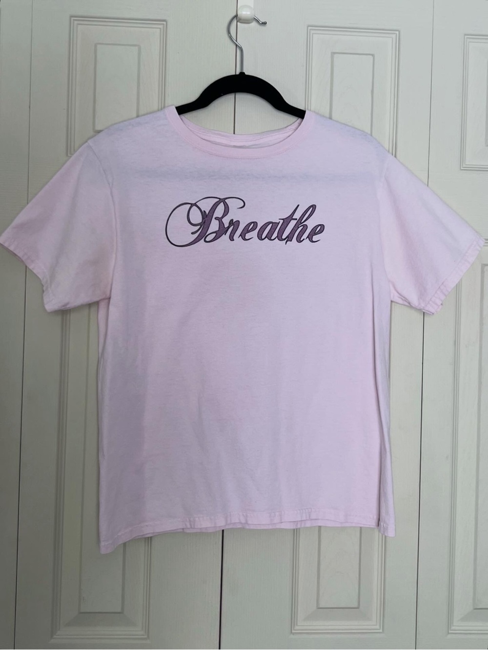 Light Pink 'Breathe' Sleep Tee — Relaxed Short Sleeve Pajama Top